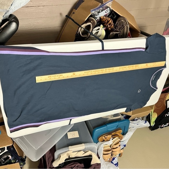 Coach Logo T-Shirt Midi Dress Blue Purple Stripe Self Tie Small M2 - Picture 3 of 10